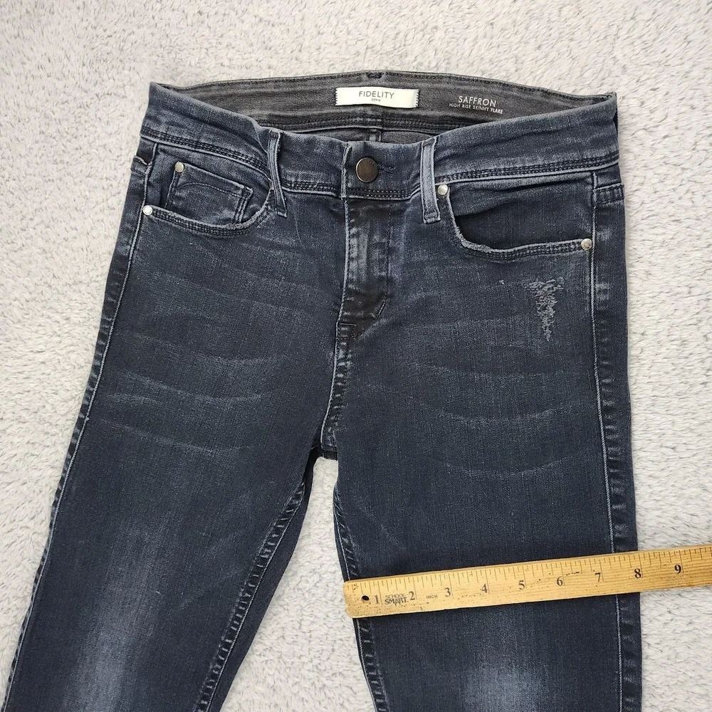 Fidelity Jeans Womens 27x32 Blue Saffron High Rise Skinny Flare Made USA Denim - Picture 8 of 16